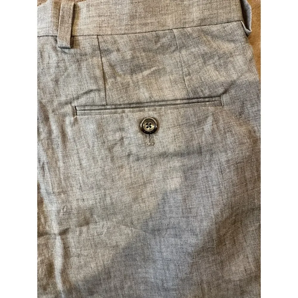 Robert Graham EST 01 100% Linen Gray Dress Pants Men's 34R